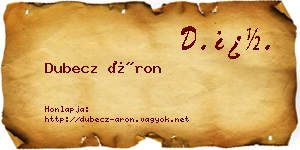Dubecz Áron névjegykártya